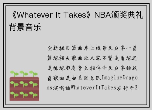 《Whatever It Takes》NBA颁奖典礼背景音乐